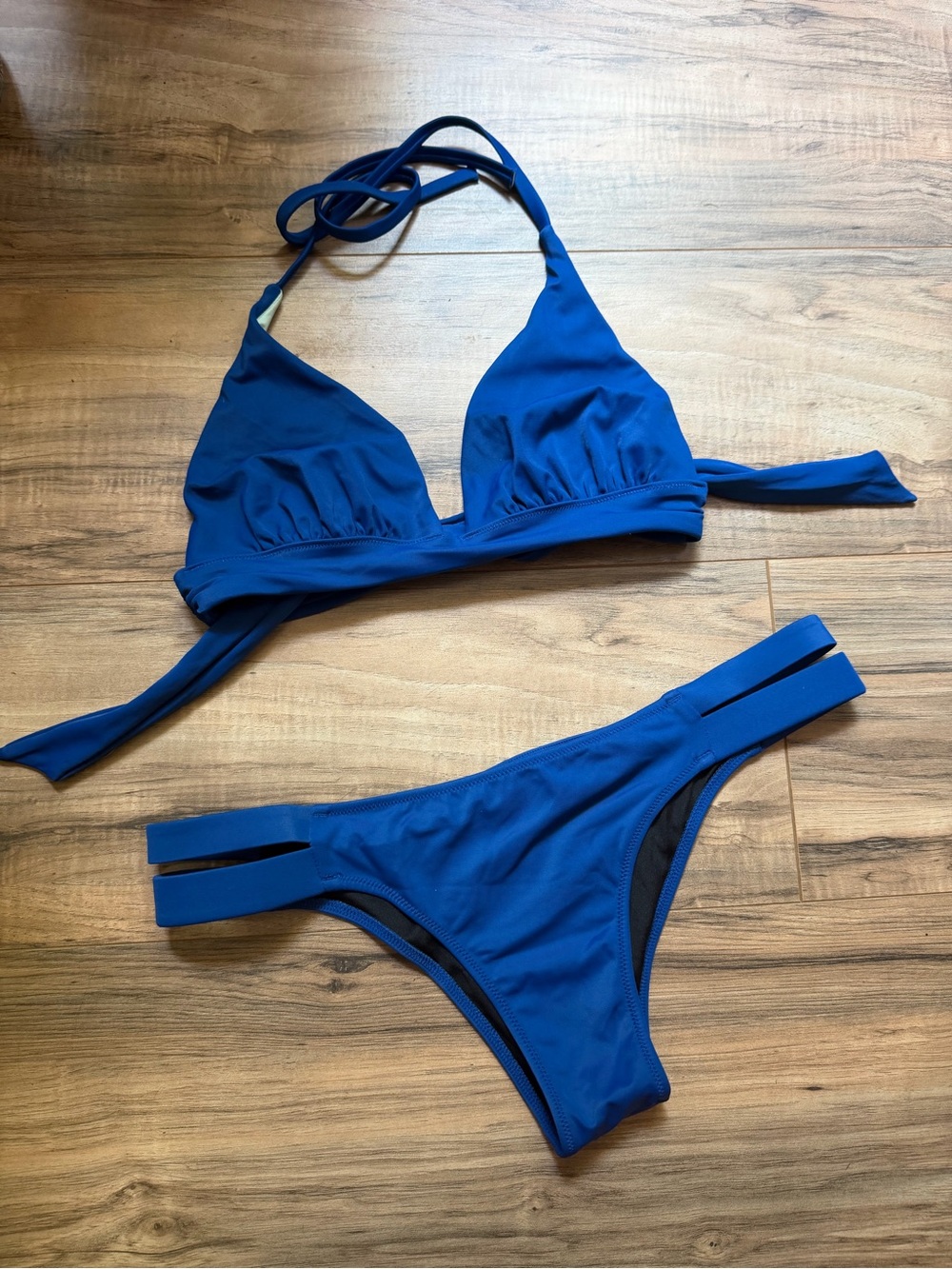 VS Blue Bikini Set - The Plunge Halter & The Itsy Double Band Bottoms